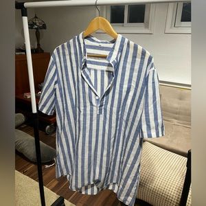 blue and white striped shirt